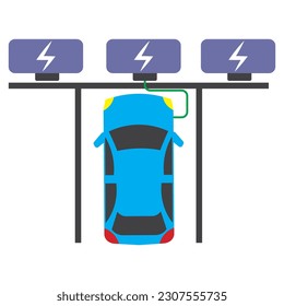 Electric car charging icon vector illustration symbol