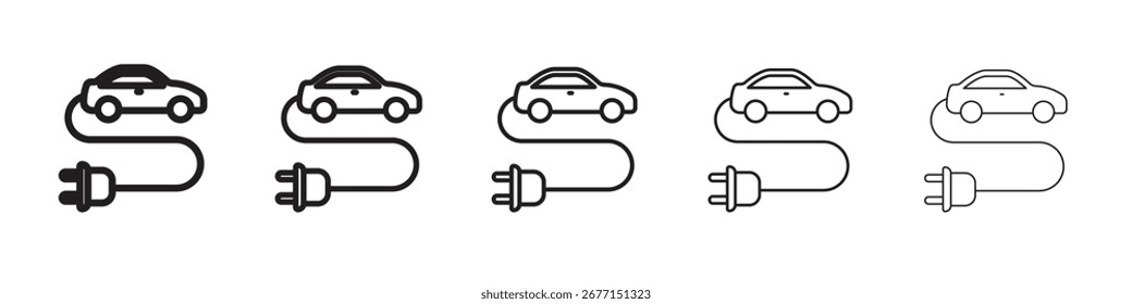 Coche eléctrico que carga la Ilustración vectorial del icono aislada