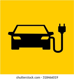 Electric car charging icon vector