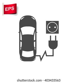 electric car charging icon, vector electro car sign, isolated electric vehicle symbol 