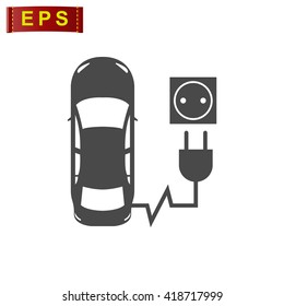 electric car charging icon, vector electro car sign, isolated electric vehicle symbol 