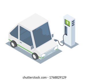 Electric Car Charging Isometric Designed