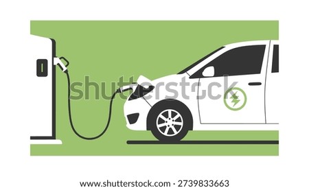 Electric car charging at modern station