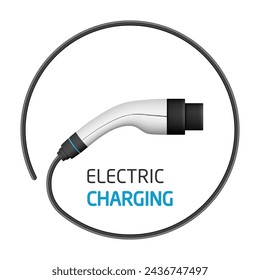 Electric car charging plug, EV charging connector, vector illustration