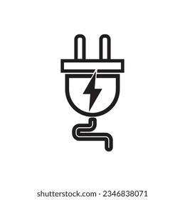 Señal del enchufe de carga del coche eléctrico, icono del conector del cargador, Incluye iconos como perno, ilustración del vector de voltaje aislada en fondo blanco. Símbolo del vehículo eléctrico.