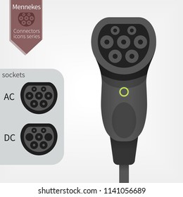 Electric Car charging plug Type 2 Mennekes Europe white background