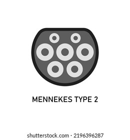 Electric Car charging plug Type 2 Mennekes Europe. Vector illustration
