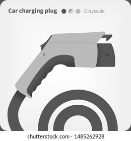 Electric car charging plug vector illustration. Connector and power cord side view