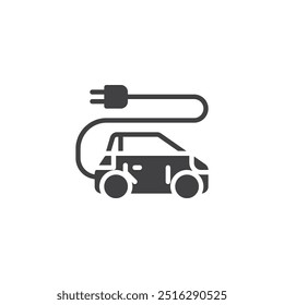 Electric car with a charging plug vector icon. filled flat sign for mobile concept and web design. Electric Car glyph icon. Symbol, logo illustration. Vector graphics