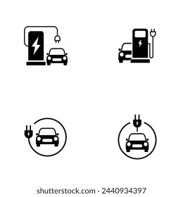 electric car charging point flat vector illustration