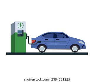 electric car charging renewable illustration