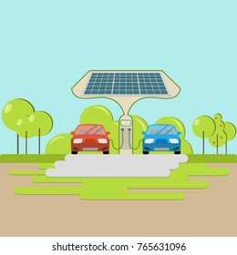 Electric car charging station.