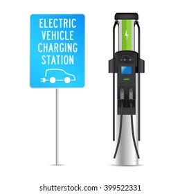 Electric car charging station - charge point vector illustration