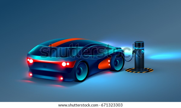 Electric car charging station.\
Electromobile.  Abstract electric vehicle future concept.\
VECTOR