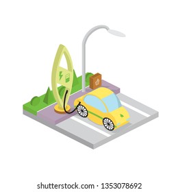 Electric car charging station. Flat illustration