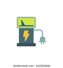 Electric car charging station flat icon, vector sign, Vehicle charging station colorful pictogram isolated on white. Symbol, logo illustration. Flat style design