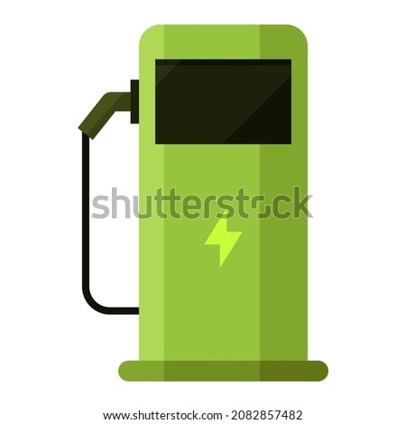 electric car charging station flat clipart vector illustration