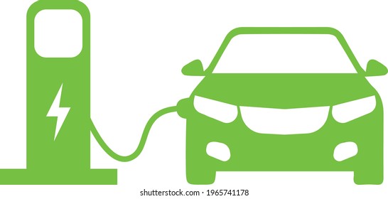 Electric car charging station icon vector. Electric car pump icon. Green charging station symbol