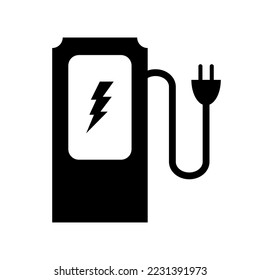 Electric car charging station icon. Refueling. Electric vehicle charging station image