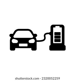 Electric car charging station icon color editable