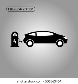 Electric car charging station icon