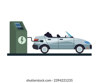 electric car charging station illustration isolated