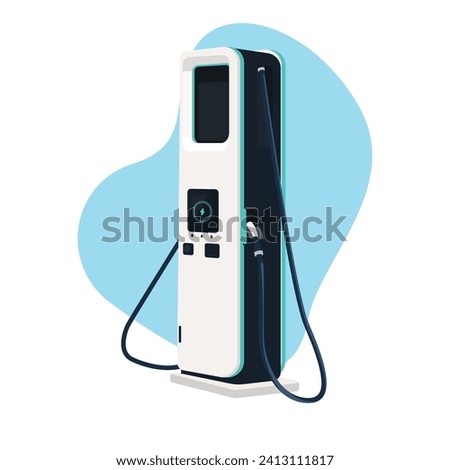 Electric car charging station isolated on white background.