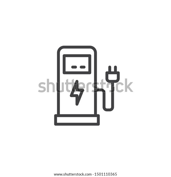 Electric car\
charging station line icon. linear style sign for mobile concept\
and web design. Electric Fuel Pump outline vector icon. Symbol,\
logo illustration. Vector\
graphics