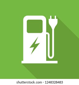 Electric car charging station long shadow symbol.