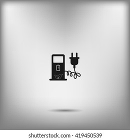 Electric car charging station sign icon. Vector illustration