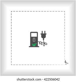 Electric car charging station sign icon. Vector illustration