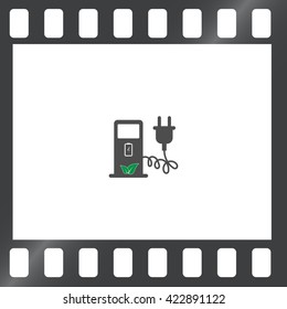 Electric car charging station sign icon. Vector illustration