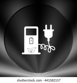 Electric car charging station sign icon. Vector illustration