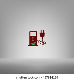 Electric car charging station sign icon. Vector illustration