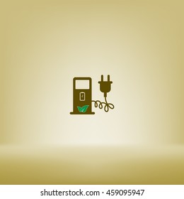Electric car charging station sign icon. Vector illustration