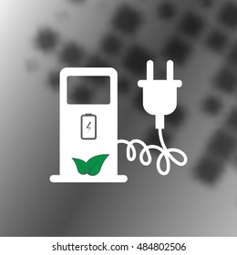 Electric car charging station sign icon. Vector illustration