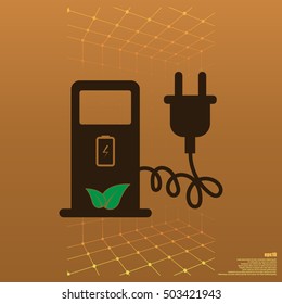 Electric car charging station sign icon. Vector illustration