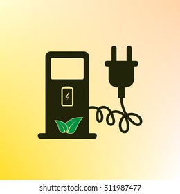 Electric car charging station sign icon. Vector illustration