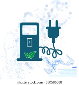 Electric car charging station sign icon. Vector illustration
