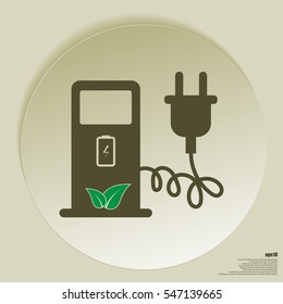 Electric car charging station sign icon. Vector illustration