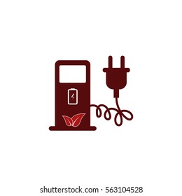 Electric car charging station sign icon. Vector illustration