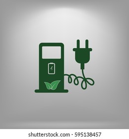 Electric car charging station sign icon. Vector illustration