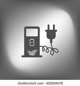 Electric car charging station sign icon. Vector illustration