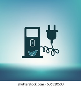 Electric car charging station sign icon. Vector illustration