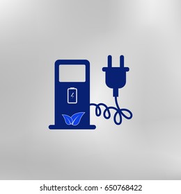 Electric car charging station sign icon. Vector illustration