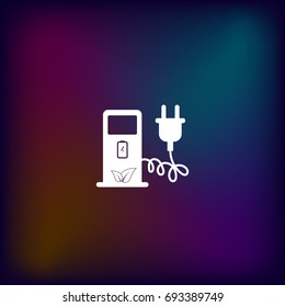 Electric car charging station sign icon. Vector illustration