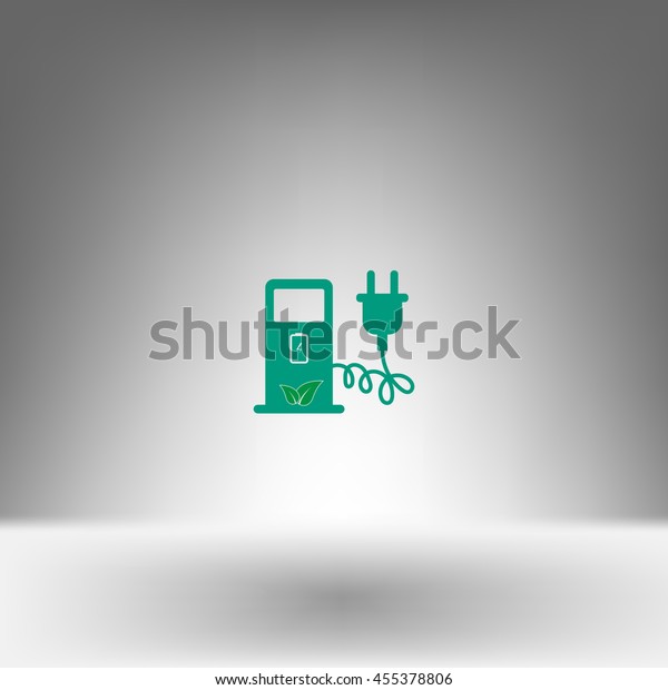 Electric car charging station sign icon.\
Vector illustration