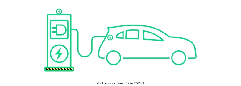 Electric car in the charging station an solar cell.