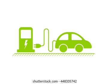 Electric car and Electric charging station symbol, Vector illustration