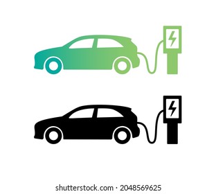 Electric car charging station, vector icon. Green energy. Ecological vehicle.